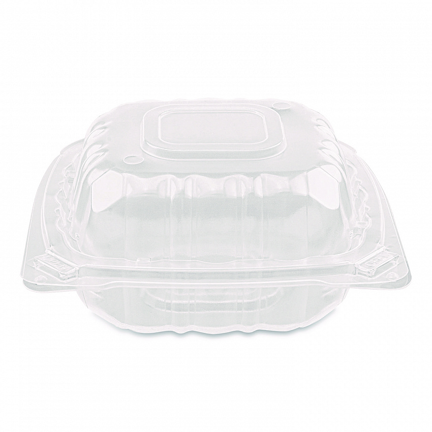 Polypropylene Plastic Hinged Container, 6 x 6 x 3.3, Clear, Plastic, 50/Pack, 6 Packs/Carton (FPHC66PP1C)