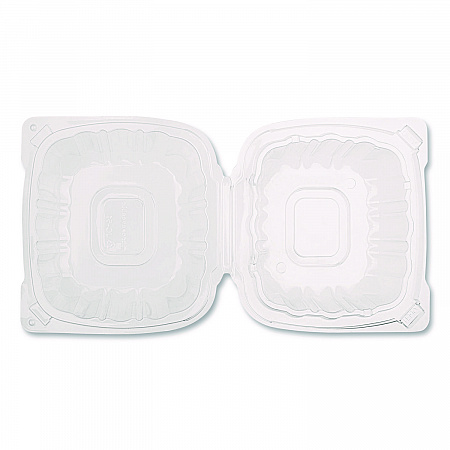 Polypropylene Plastic Hinged Container, 6 x 6 x 3.3, Clear, Plastic, 50/Pack, 6 Packs/Carton (FPHC66PP1C)