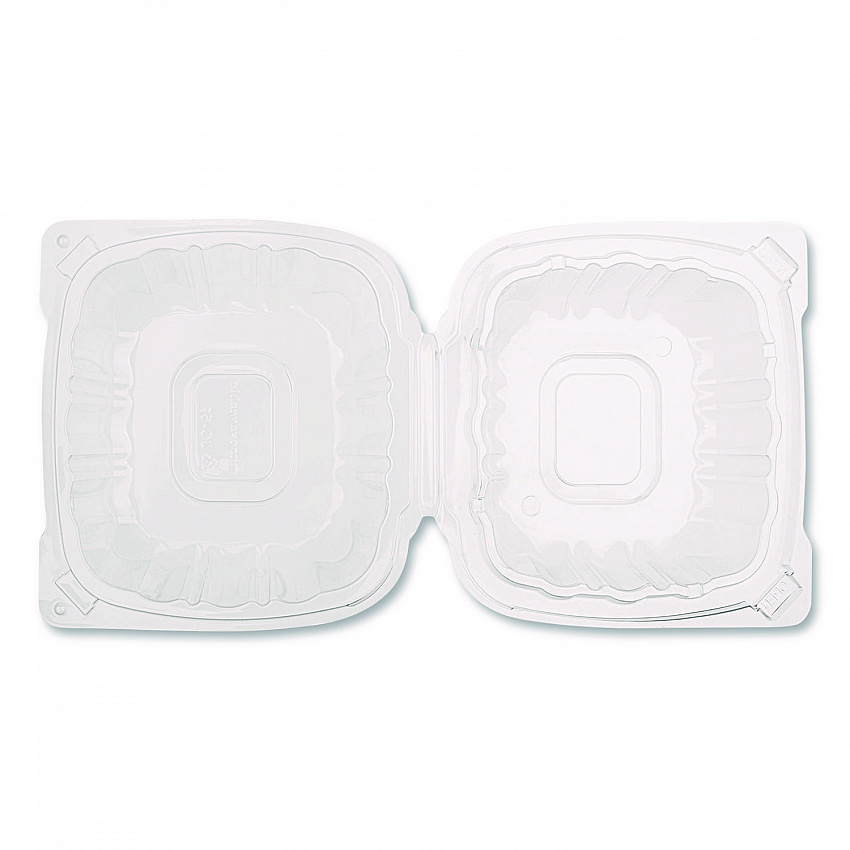 Polypropylene Plastic Hinged Container, 6 x 6 x 3.3, Clear, Plastic, 50/Pack, 6 Packs/Carton (FPHC66PP1C)