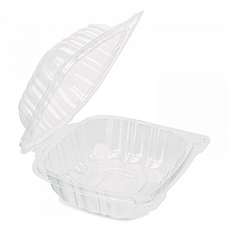 Polypropylene Plastic Hinged Container, 6 x 6 x 3.3, Clear, Plastic, 50/Pack, 6 Packs/Carton (FPHC66PP1C)