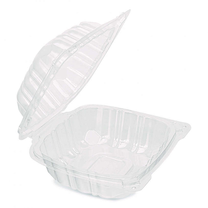 Polypropylene Plastic Hinged Container, 6 x 6 x 3.3, Clear, Plastic, 50/Pack, 6 Packs/Carton (FPHC66PP1C)