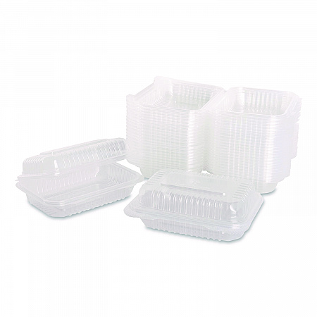 Polypropylene Plastic Hinged Container, 6 x 9 x 2.97, Clear, Plastic, 125/Pack, 2 Packs/Carton (FPHC96PP1C)