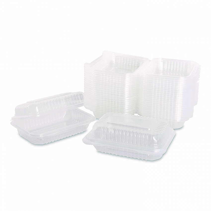 Polypropylene Plastic Hinged Container, 6 x 9 x 2.97, Clear, Plastic, 125/Pack, 2 Packs/Carton (FPHC96PP1C)