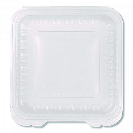 Polypropylene Plastic Hinged Container, 9.35 x 9.22 x 3.17, Clear, Plastic, 50/Pack, 4 Packs/Carton (FPHC99PP1C)