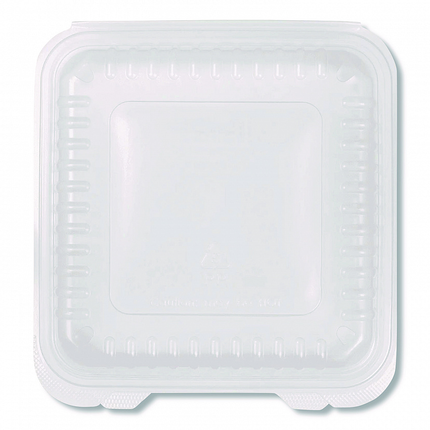 Polypropylene Plastic Hinged Container, 9.35 x 9.22 x 3.17, Clear, Plastic, 50/Pack, 4 Packs/Carton (FPHC99PP1C)