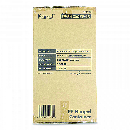 Polypropylene Plastic Hinged Container, 6 x 6 x 3, Black/Clear, Plastic, 50/Pack, 6 Packs/Carton (FPPHC66PP1C)