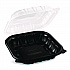 Polypropylene Plastic Hinged Container, 9 x 9 x 3, Black/Clear, Plastic, 50/Pack, 3 Packs/Carton (FPPHC99PP1C)