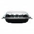 Polypropylene Plastic Hinged Container, 9 x 9 x 3, Black/Clear, Plastic, 50/Pack, 3 Packs/Carton (FPPHC99PP1C)