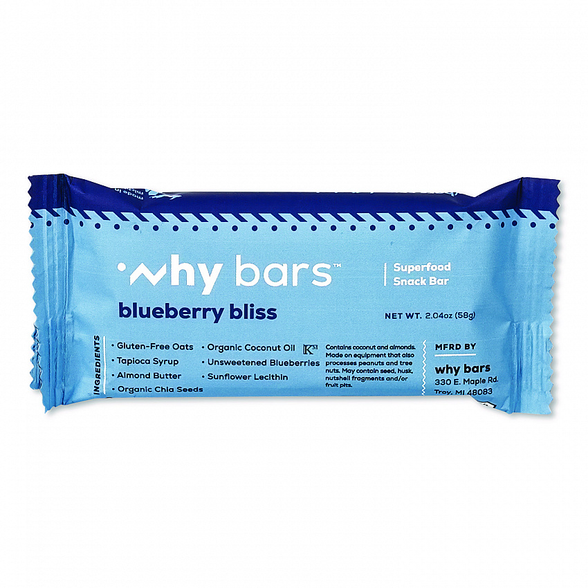 Superfood Snack Bar, Blueberry Bliss, 2.04 oz Bar, 12/Box (WHY16209)
