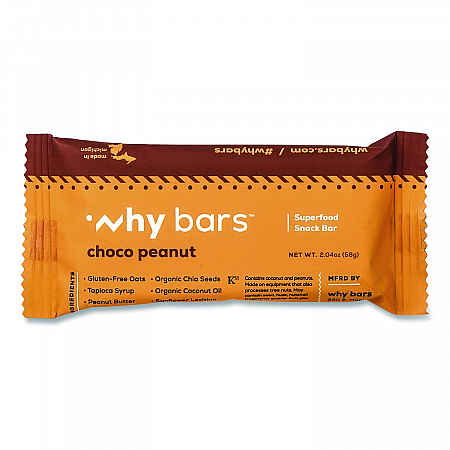 Superfood Snack Bar, Choco Peanut, 2.04 oz Bar, 12/Box (WHY16204)
