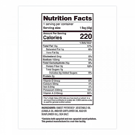 Kettle Potato Chips, Sweet Potato, 2 oz Bags, 24/Carton (DFN36187)