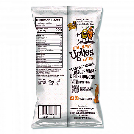 Kettle Potato Chips, Sweet Potato, 2 oz Bags, 24/Carton (DFN36187)