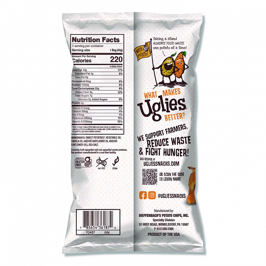 Kettle Potato Chips, Sweet Potato, 2 oz Bags, 24/Carton (DFN36187)