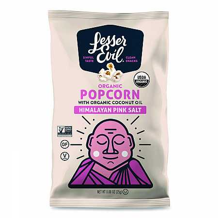 Snack Organic Himalayan Pink Salt Popcorn, 0.88 oz Bag, 18/Carton (LSN00141)
