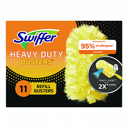 Heavy Duty Dusters Refill, Trap + Lock Fiber, Yellow, 11/Box (99035BX)