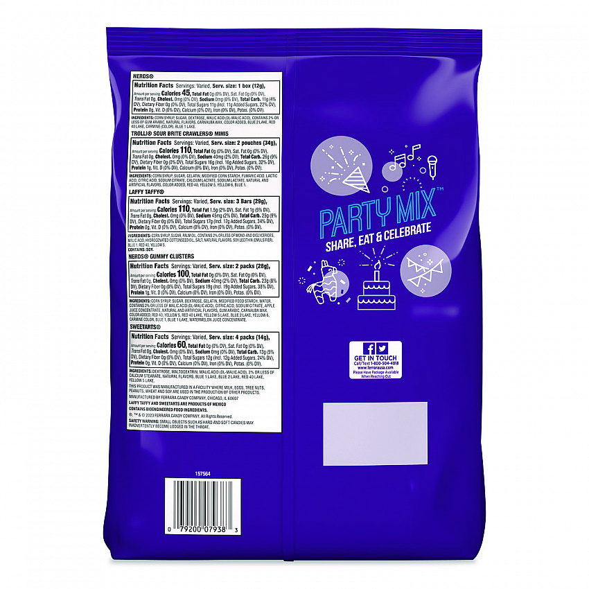 Party Mix Stand-Up Bag, 75 Pieces, Assorted Flavors, 1.7 lb Bag (FER07938)