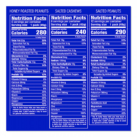 Salted Nuts Variety Pack, Assorted Flavors, 1.5 oz/1.75 oz Packs, 24/Carton (884624)