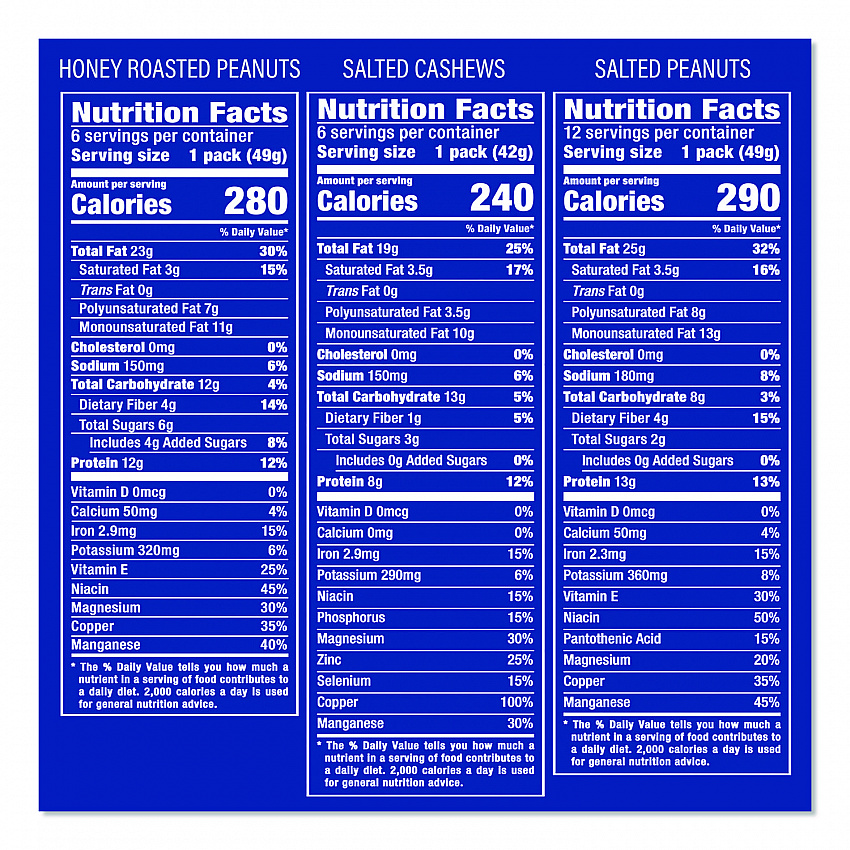 Salted Nuts Variety Pack, Assorted Flavors, 1.5 oz/1.75 oz Packs, 24/Carton (884624)