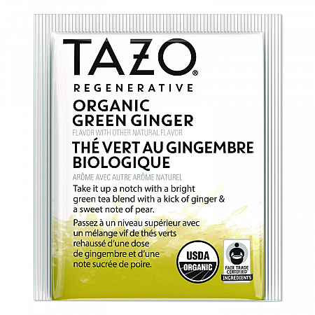 Tea Bags, Organic Green Ginger, 16/Box (TAZ00356BX)