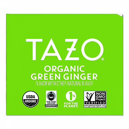 Tea Bags, Organic Green Ginger, 16/Box (TAZ00356BX)