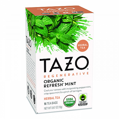 Tea Bags, Organic Refresh Mint, 16/Box (TAZ00350BX)