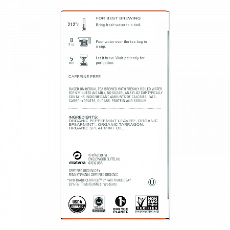 Tea Bags, Organic Refresh Mint, 16/Box (TAZ00350BX)