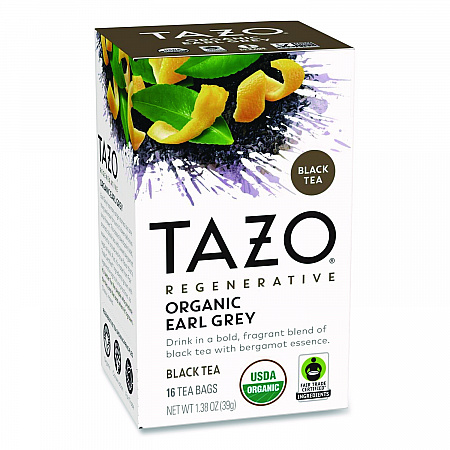 Tea Bags, Organic Earl Grey, 16/Box (TAZ00352BX)