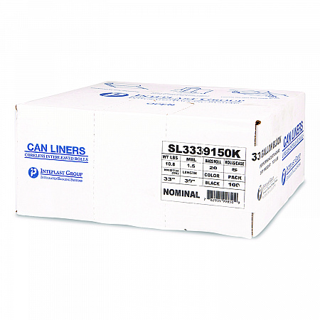 Low-Density Commercial Can Liners, 33 gal, 1.5 mil, 33