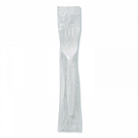 Mediumweight Polypropylene Cutlery, Individually Wrapped, Fork, Plastic, White, 1,000/Carton (FMP23C)