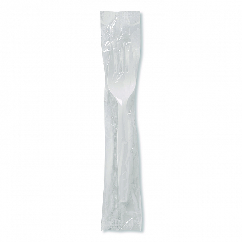 Mediumweight Polypropylene Cutlery, Individually Wrapped, Fork, Plastic, White, 1,000/Carton (FMP23C)