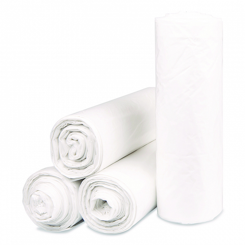 Institutional Low-Density Can Liners, 33 gal, 0.8 mil, 33" x 39", Natural, Interleaved Roll, 25 Bags/Roll, 6 Rolls/Carton (SL3339XHN)