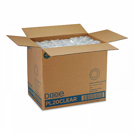 Plastic Portion Cup Lid, Fits 1.5 oz to 2 oz Cups, Clear, 100/Sleeve, 24 Sleeves/Carton (PL20CLEAR)