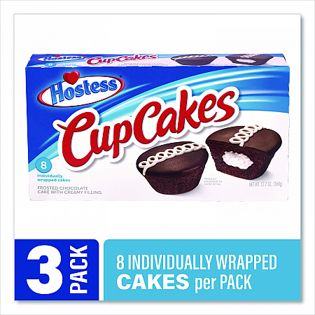 CupCakes, Chocolate, 1.59 oz Individually Wrapped, 8/Pack, 3 Packs/Carton (60004133)