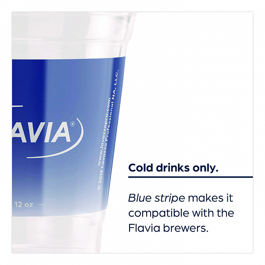 Cold Cups 12 oz, Blue Band Flavia Logo, Clear/Blue, 1,000/Carton (25200058)