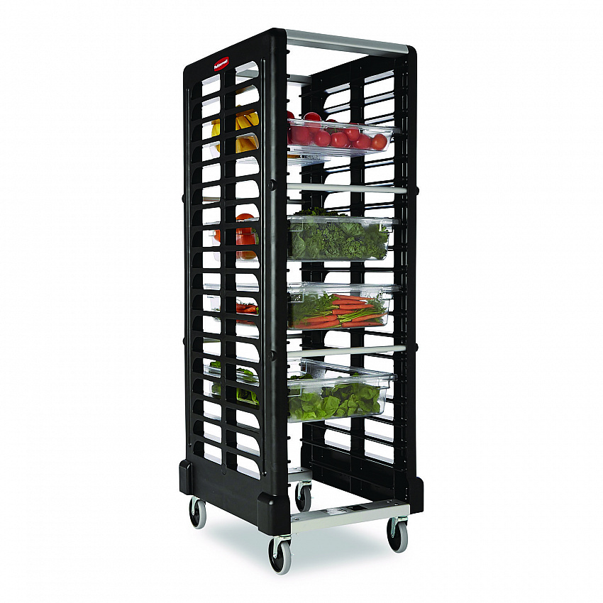 End Loader Rack for Food Boxes and Sheet Pans, 18 Rack, Plastic, 23.75" x 28.75" x 67.88", Black (FG332000BLA)