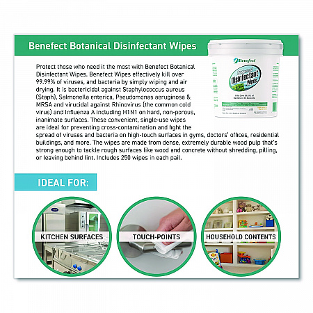 Botanical Disinfectant Wipes, 6 x 7, Light Lemon and Thyme, 250/Bucket (20376)