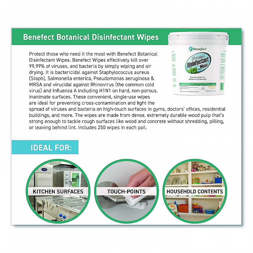 Botanical Disinfectant Wipes, 6 x 7, Light Lemon and Thyme, 250/Bucket (20376)