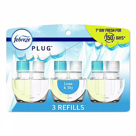 PLUG Air Freshener Refills, Linen and Sky, 2.63 oz, 3/Pack, 6 Packs/Carton (13846)