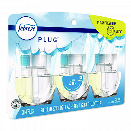 PLUG Air Freshener Refills, Linen and Sky, 2.63 oz, 3/Pack, 6 Packs/Carton (13846)