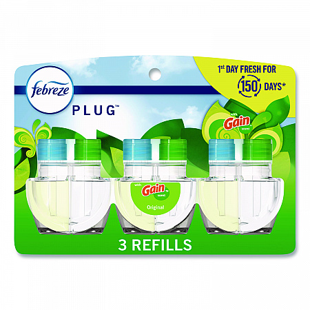 PLUG Air Freshener Refills, Gain, 2.63 oz, 3/Pack, 6 Packs/Carton (13842)