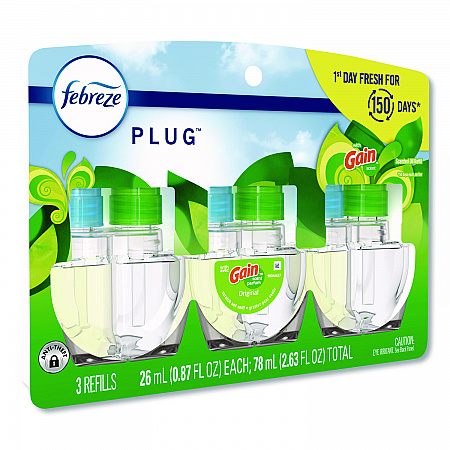 PLUG Air Freshener Refills, Gain, 2.63 oz, 3/Pack, 6 Packs/Carton (13842)