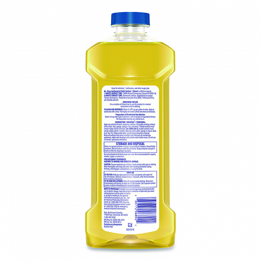 Multi-Surface Antibacterial Cleaner, Lemon Scent, 23 oz Bottle, 6/Carton (06892)