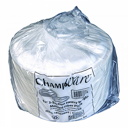 ChampWare Molded Fiber Tableware, 3-Compartment Plate, 10