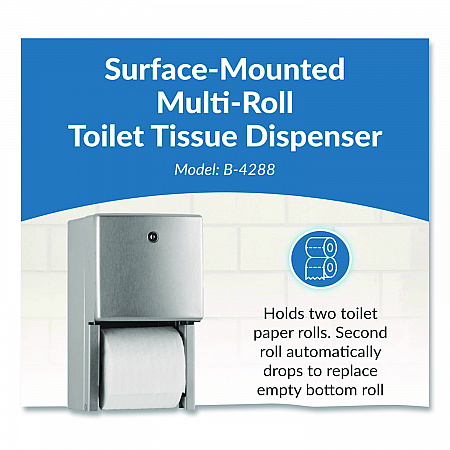 ConturaSeries Two-Roll Tissue Dispenser, 6.08 x 5.94 x 11, Stainless Steel (4288)