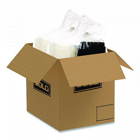 Creative Carryouts OctaView Hinged Lid Containers, 9.13 x 9.55 x 2.38, Black/Clear, Plastic, 100/Carton (809013PP94)