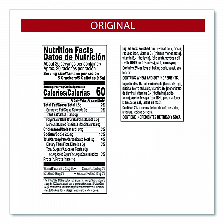 Zesta Original Saltine Crackers, Original Flavor, 16 oz Box (339865)
