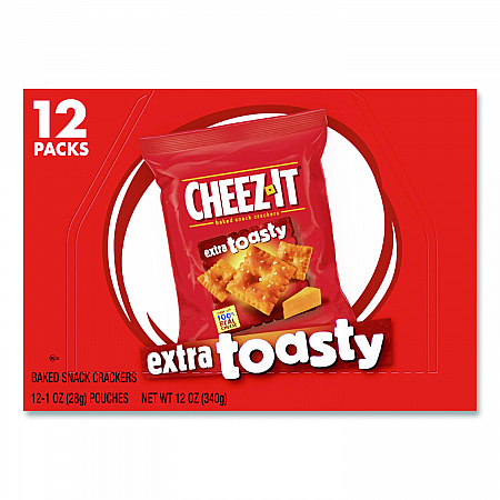 Baked Snack Crackers, Extra Toasty Crackers, 1 oz Bag, 12/Box (KEE11716)