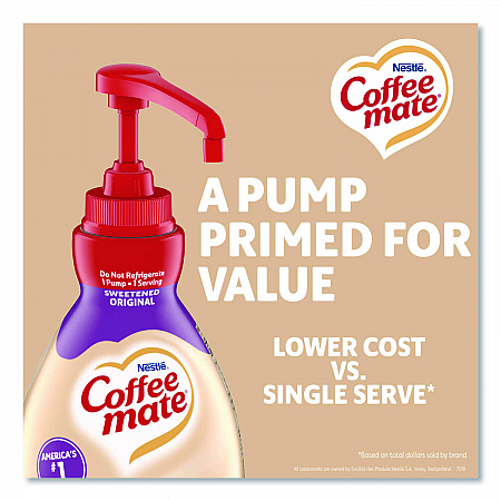 Liquid Coffee Creamer, Sweetened Original, 1.5 L Pump Bottle, 2/Carton (13799CT)