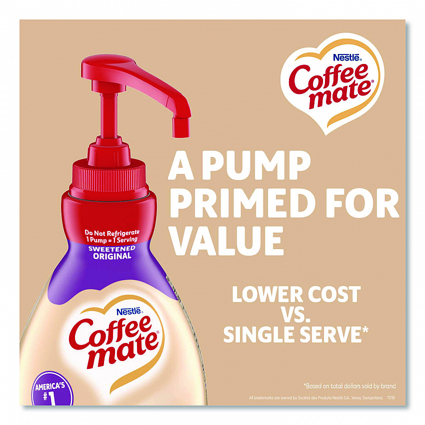 Liquid Coffee Creamer, Sweetened Original, 1.5 L Pump Bottle, 2/Carton (13799CT)
