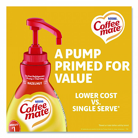 Liquid Coffee Creamer, Hazelnut, 1.5 L Pump Bottle, 2/Carton (31831CT)